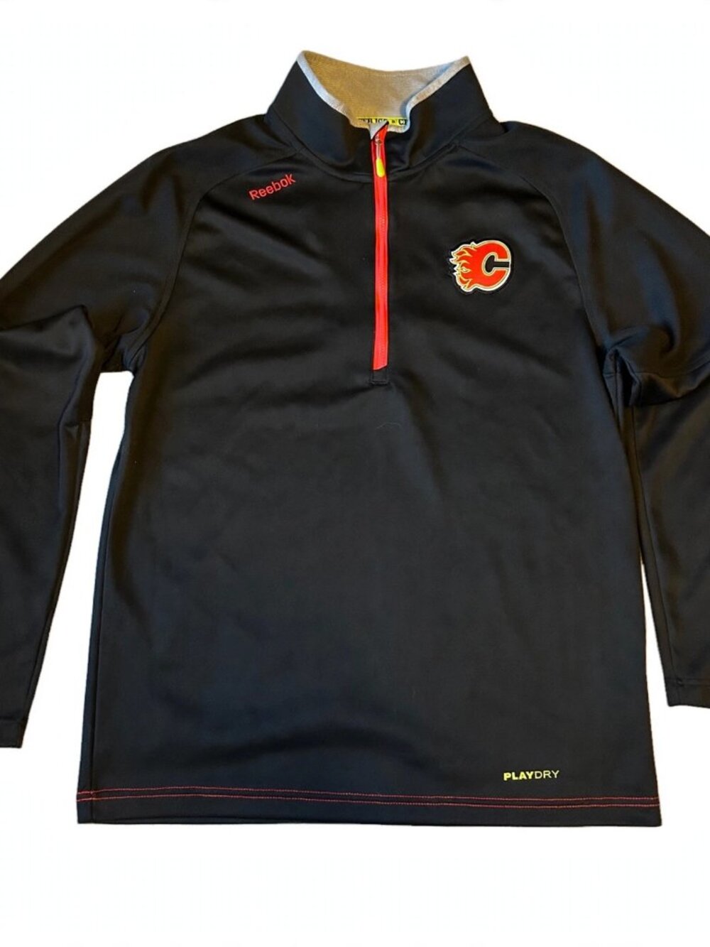 Reebok Calgary Flames Quarter-Zip Pullover Men's M — NHL Center Ice, Black
